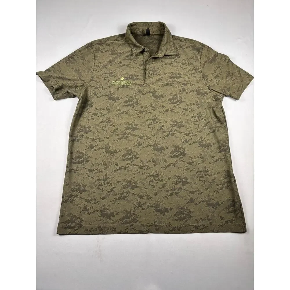 Adidas Playa Paraiso Golfcore Polo Shirt Mens Green‎ Camo Recycled Polyester L